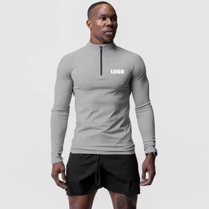Chemises de sport de haute qualité pour hommes, vêtements de sport de fitness, vêtements de sport pour la salle de sport, demi-zip, vêtements actifs pour hommes - Product Image 1