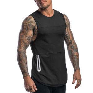 Camiseta Deportiva Personalizada de Alta Calidad 100% Algodón para Hombre, Cuello Redondo, Sin Mangas, con Bolsillo Lateral, Transpirable y Personalizable OEM - Product Image 1