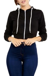 Pull à capuche en coton pour femmes Pull en polaire chaud, élégant, confortable, mode, fermeture à glissière, léger, décontracté, hiver Streetwear à l'avant - Product Image 4