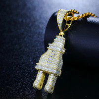 Collier avec pendentif en moissanite pour homme, breloque micro pavé en argent sterling 925, bijoux hip hop, cadeaux