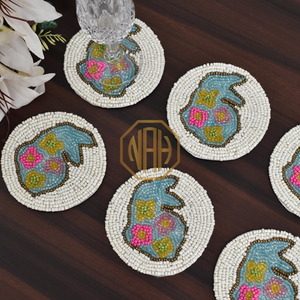 Posavasos con cuentas hechos a mano de fábrica, alfombrillas decorativas redondas para bebidas para mesa de comedor, soporte para taza de té y café, suministro al por mayor a granel - Product Image 4