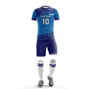 Kit de uniforme de fútbol de 100% poliéster de secado rápido personalizado, conjunto de ropa de fútbol para hombres y mujeres, impresión por sublimación, equipo deportivo personalizado - Product Image 3