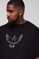 T-shirt en coton pour homme, col rond, 240g, surdimensionné, long, avec broderie personnalisée Dove, impression personnalisée 2025, écologique, séchage rapide, qualité supérieure