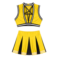 Lingerie Sexy pour femmes de haute qualité haut sans manches et Mini jupe rayée plissée uniformes de pom-pom girl pour les spectacles de danse