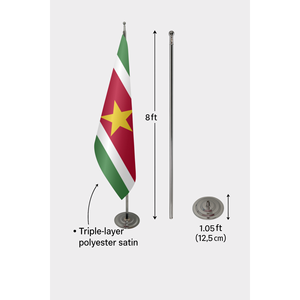 Suriname Official Indoor <b>Flag</b> Digital Desk Aluminum <b>Pole</b> Durable Polyester Silk Plastic Automotive Insurance Education Display - Product Image 6