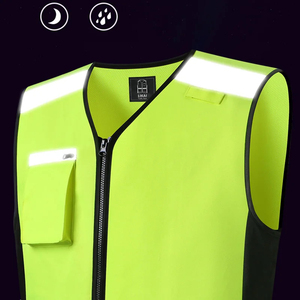 Chaleco DE SEGURIDAD reflectante de poliéster personalizado 150GSM malla amarilla fluorescente transpirable ropa de trabajo de alta visibilidad para la construcción - Product Image 4
