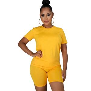 Tendance 2022 Ensemble de shorts d'été décontractés pour femmes au-dessus du genou 2 pièces 100% coton Séchage rapide - Product Image 6