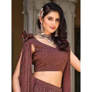 Delicioso Lehenga Choli de Georgette Marrón para Fiestas de Cóctel con Trabajo de Lentejuelas para Ocasiones Especiales - Product Image 3