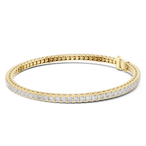 Pulsera de tenis con corte princesa cultivada en laboratorio, asequible, con cierre oculto, engastada en oro amarillo de 18 quilates, para compromiso o boda, para mujer. - Product Image 1