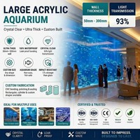 Aquarium rectangulaire en acrylique 1250L, grand volume, transparent comme du cristal, taille personnalisée pour l'affichage en hôtel