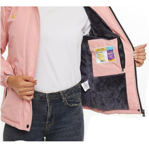 Veste de ski à capuche Softshell imperméable pour femmes pourrait veste imperméable de neige en laine personnalisable - Product Image 5