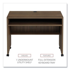 Escritorio móvil moderno de la serie Alera Valencia, color nogal, 41,38 pulgadas. X 23.63 Pulgadas X 30 Pulgadas Escritorio de Trabajo Moderno de Madera de Nogal - Product Image 5