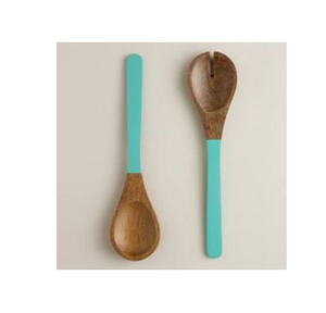 Juego de servidores de ensalada de madera y resina Asas de resina Utensilios de madera de acacia Utensilios de cocina Cucharas para servir Durable Único - Product Image 3