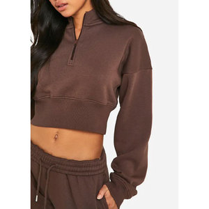 Ensemble de survêtements 100% coton pour femmes sur mesure de haute qualité respirant couleur unie support vente chaude tendance vêtements d'hiver OEM - Product Image 6