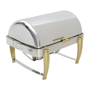 Réchaud en acier plaqué or de style arabe fabriqué à la main, idéal pour les mariages et les buffets arabes, chauffe-plats avec couvercle martelé - Product Image 2