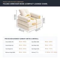 Modernes Klappsofa aus Cord, Einzelschlafsessel, Verwandelbarer Liegestuhl, Lounge-Couch für Wohnzimmer und Apartment