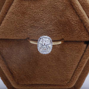 Coussin glacé coupe laboratoire cultivé diamant caché Halo bague de fiançailles luxueux 14K or massif bague de fiançailles bague cadeau pour les femmes - Product Image 5