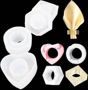 Silicon Resin Moulds Hexagon Square Round Love Shape <b>Epoxy</b> Resin Napkin Ring Add a Stylish Touch to Your Dining <b>Table</b> - Product Image 2