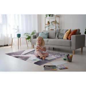 Tapis lavable rayé gris bohème Netline Home Depot NL1005 Design Textile de maison Produit de machine - Product Image 3