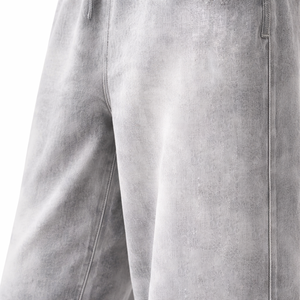 Pantalones de chándal anchos y holgados de algodón con forro polar para hombre, color gris lavado, estilo urbano, con logo personalizado - Product Image 5