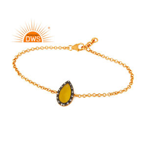 Zircon Yellow Moonstone Gemstone Bracelet Designer 18k Gold Plated 925 Silver Chain Women's Bracelet Jewelry Supplier - Product Image 3