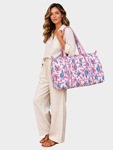 Bolsa de Viaje de Corduroy Rosa y Azul con Diseño de Tortuga, Bolsa de Lona de Gran Capacidad - Product Image 1