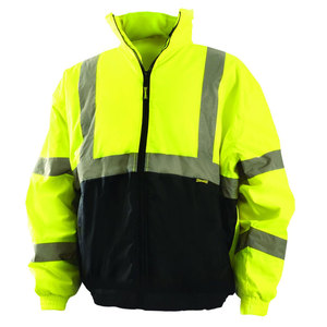Hi Vis เสื้อแจ็กเก็ตสีเหลืองสะท้อนแสง,เสื้อแจ็กเก็ตเพื่อความปลอดภัยแบบมีซิปปิดเพื่อความปลอดภัยขายส่งโลโก้ได้ตามต้องการ - Product Image 1