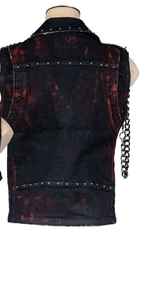 Handmade <b>Black</b> Genuine Leather Eco-Friendly Breathable Winter Casual Cowboy Biker Style Men's Vest 360g Single <b>Button</b> Premium - Product Image 4