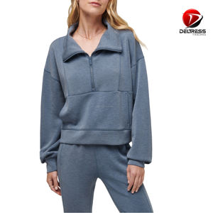 Sudadera con capucha de gran tamaño con bolsillo de canguro para mujer, ropa deportiva con cremallera transpirable, estampado de talla grande para mujer, precios al por mayor - Product Image 3