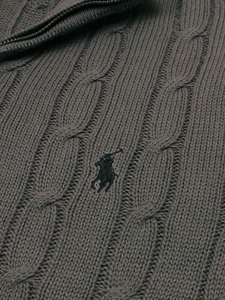 Diseñador nuevo estilo RL cuarto 1/4 media cremallera Cable tejido algodón suéter pulóver caballo Logo hombres y mujeres suéteres cuello levantado - Product Image 3