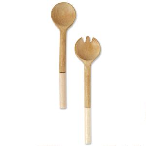 Set d'ustensiles en bois de manguier blanc lavé avec poignée SERVEUR À SALADE EN BOIS SET DE 2 KETCHENWAR UNIQUE FAIT À LA MAIN - Product Image 1