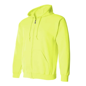 Full Zip Hoodie <b>Men's</b> Fleece <b>Jacket</b> Custom Logo 400gsm Bright Safety Sportswear Zipper Hoody Manufacturer OEM ODM - Product Image 2