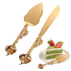 Modern Gold Curved Wedding <b>Cake</b> <b>Server</b> Set Wedding <b>Cake</b> Engraved Set for Birthday Party and Event - Product Image 3