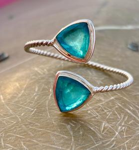 Brazalete ajustable de Plata de Ley 925 de cristal Pariba, brazalete de plata de piedras preciosas de diseño único para mujer, regalo para ella - Product Image 2