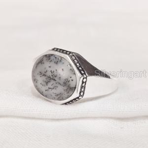 Mayorista Anillo para hombre Piedra preciosa de ópalo dendrítico natural Anillo de piedra natal de Octubre Joyería DE BODA otomana Anillo de plata esterlina 925 - Product Image 3