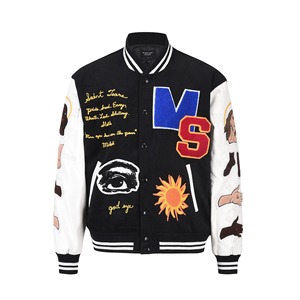 Streetwear veste hommes Hip Hop lettre broderie aviateur veste Couples surdimensionné en cuir Pu épissage Baseball uniforme hommes manteaux - Product Image 4