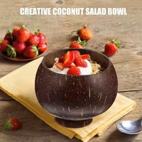 Bol en coquille de noix de coco artisanal DHT, durable, fait main, naturel, cadeau écologique pour fête, avec logo personnalisé, style bohème, en stock au Vietnam