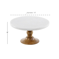 Support à gâteau rond en marbre blanc avec base en bois pour servir des muffins lors de fêtes
