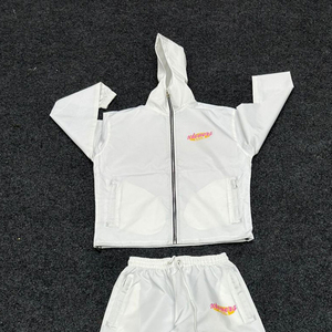 Sweat à capuche avec logo patchs personnalisés OEM avec pantalon de survêtement évasé Vintage Zipper Faded Sweat suit Jogging survêtements évasés pour hommes - Product Image 2