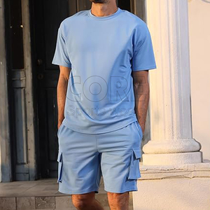 Nuevo conjunto corto personalizado de alta calidad para hombre, camiseta transpirable de verano, conjuntos de prendas de vestir exteriores de 2 piezas, pantalones cortos de estilo Cargo - Product Image 5