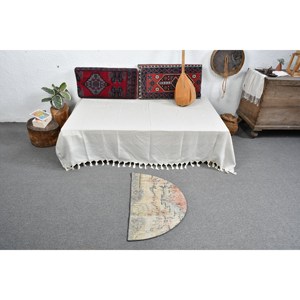Alfombra de lana turca Vintage de 2,5x1,5 pies, estilo clásico Beige, diseño abstracto de retazos, pasillo rectangular de área grande para habitación de adolescentes - Product Image 3