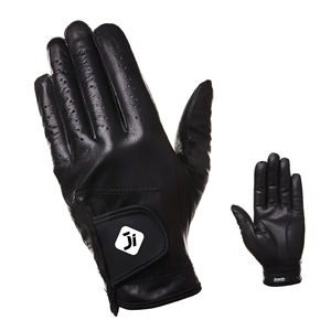 Wholesale Custom Manufacturer Left Right Hand Rubber Patch Logo Cabretta sheepskin <b>Leather</b> Anti-slip <b>Black</b> Golf <b>Gloves</b> - Product Image 1