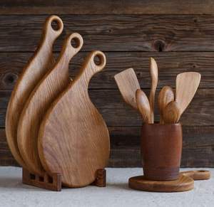 เขียงไม้สักพร้อมมือจับเขียงไม้สำหรับห้องครัวเขียงขนาดกลางของขวัญไม้ - Product Image 3