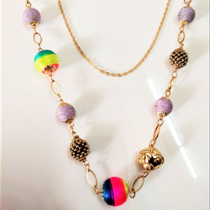 2024 nuevo personalizado hecho a mano Boho étnico geométrico doble círculo Artificial Arco Iris colorido Laffite rafia pendiente para mujeres - Product Image 1