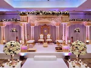 Mandap de Madera Dorada Tallada para Bodas, Fabricante, Tallado de Alta Calidad, Elegante, Vintage, Moderno, Portátil, Color y Tamaño Personalizables - Product Image 5