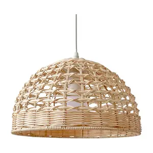 Eco - Friendly Handmade Large Round Rattan Lampshade Plug in Pendant Light Rattan Hanging Lights Handmade Ceiling Light Lamp HNH