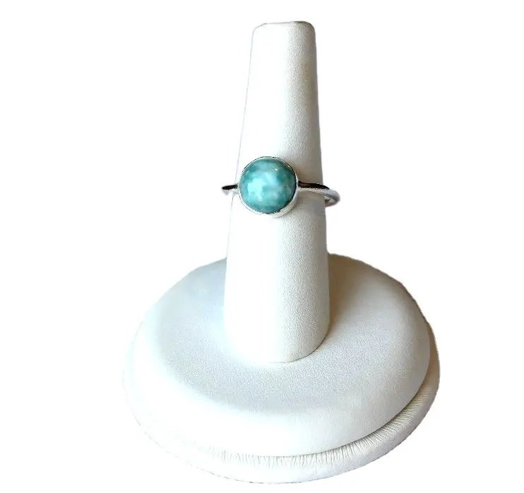 Kopen Amazon Ring Hot Koop Vrouwen Sieraden Gift Custom Party Larimar Zilveren Band Classic Channel Technologie Oem