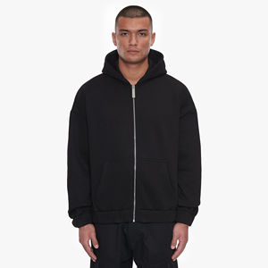 Sweats à capuche oversize pour hommes, 100% coton, teinture unie, logo personnalisé, streetwear pour la saison hivernale, coton mélangé de base - Product Image 1