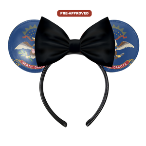 Bandeau personnalisé sur commande avec drapeau de l'État du Dakota du Nord, motif oreilles de souris, conçu sur mesure - Product Image 1