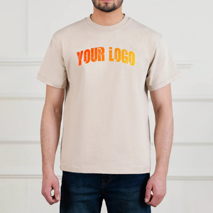 Camiseta 100% de algodón de corte holgado con logotipo serigrafiado personalizado para hombre OEM/ODM tejido con impresión digital y cuello de gran tamaño - Product Image 1